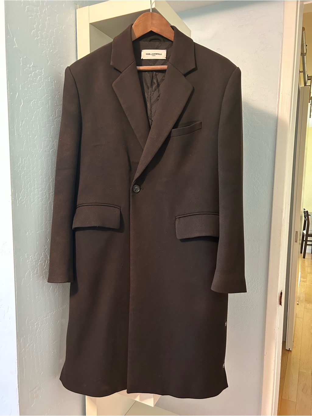 Karl Lagerfeld Menâs Wool Top Coat Medium